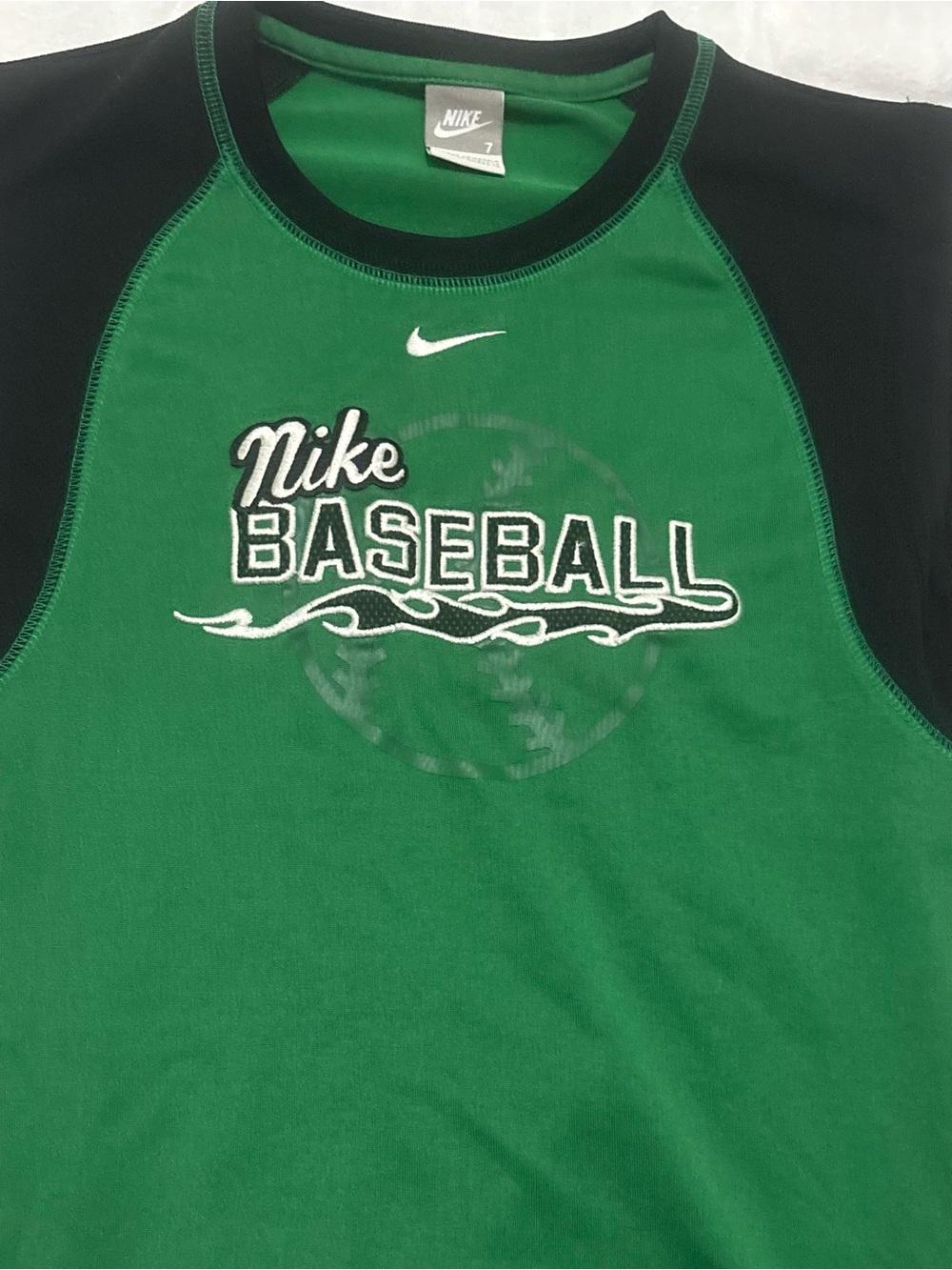 Vintage Nike Green and Black Baseball Graphic Tanke size 7 kids